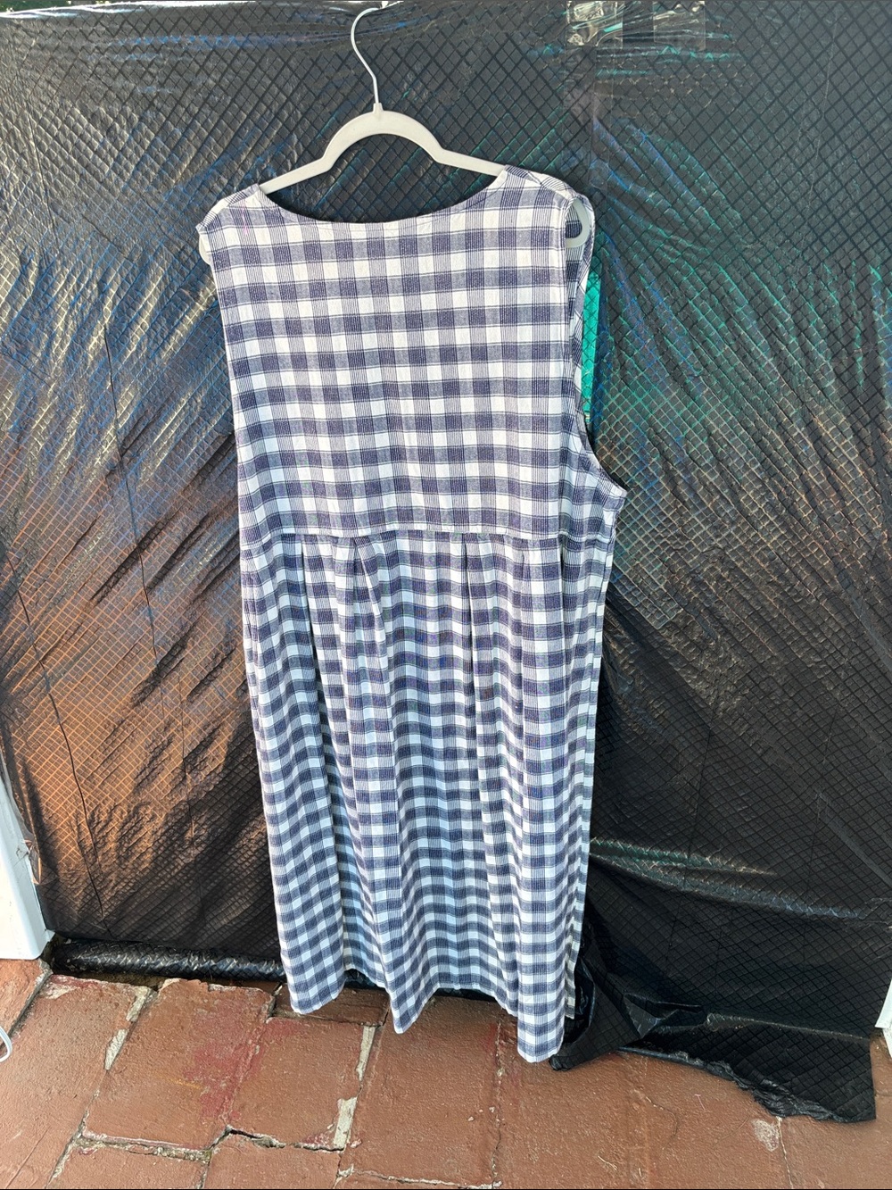 Sleeveless Gingham Midi Dress in Navy and White 100% cotton - Picture 5 of 7
